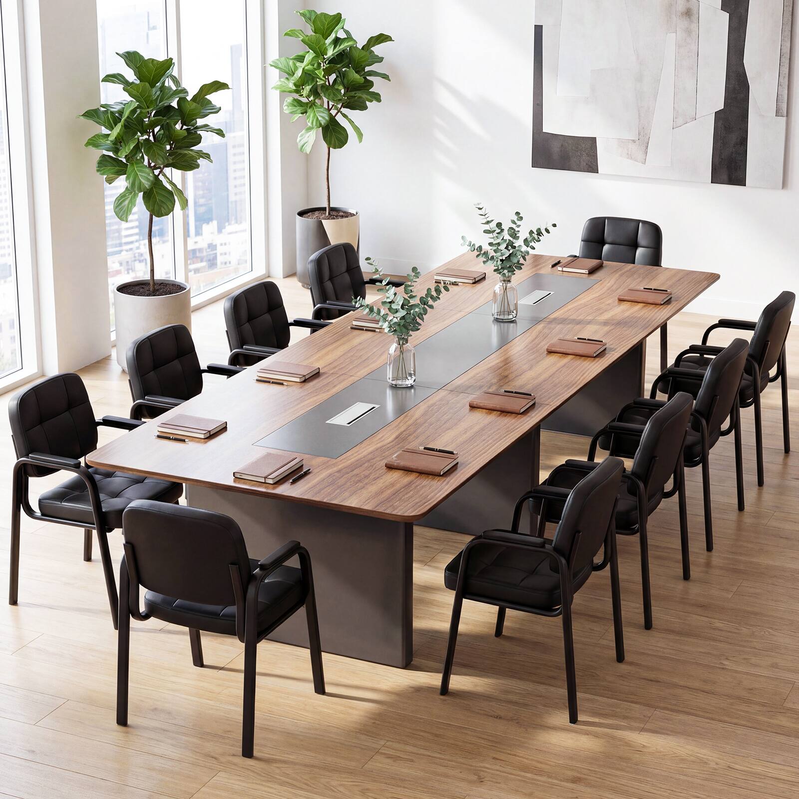 Alt View 3. Costway - Costway Leather Office Reception Chairs Set of 2 withPadded Armrests, Metal Frame for Home - Black.