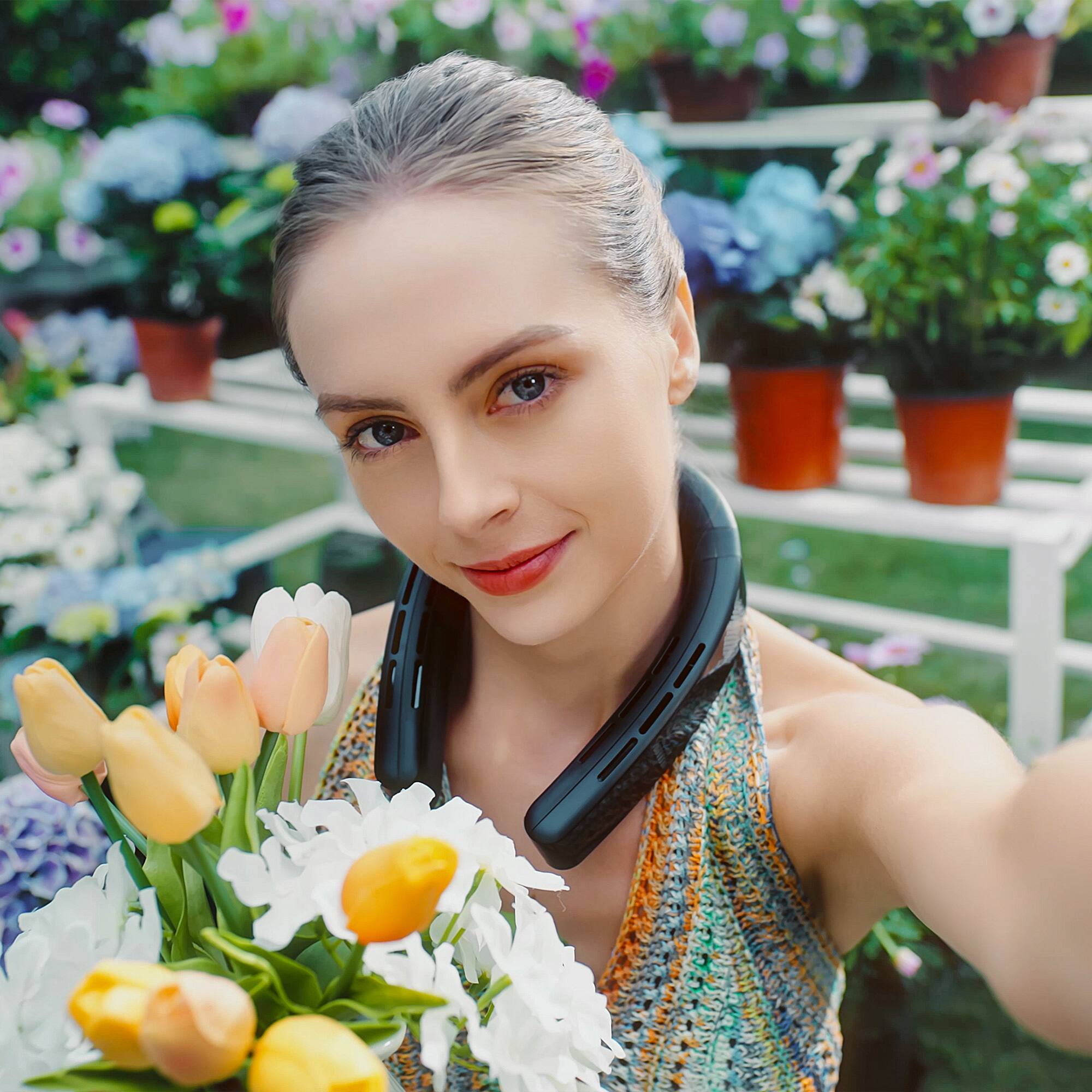 Alt View 23. TORRAS - COOLiFY Cyber Neck Air Conditioner, Cooling, Heating, and Fan Rechargeable with 6000mAh - Cascade Black.