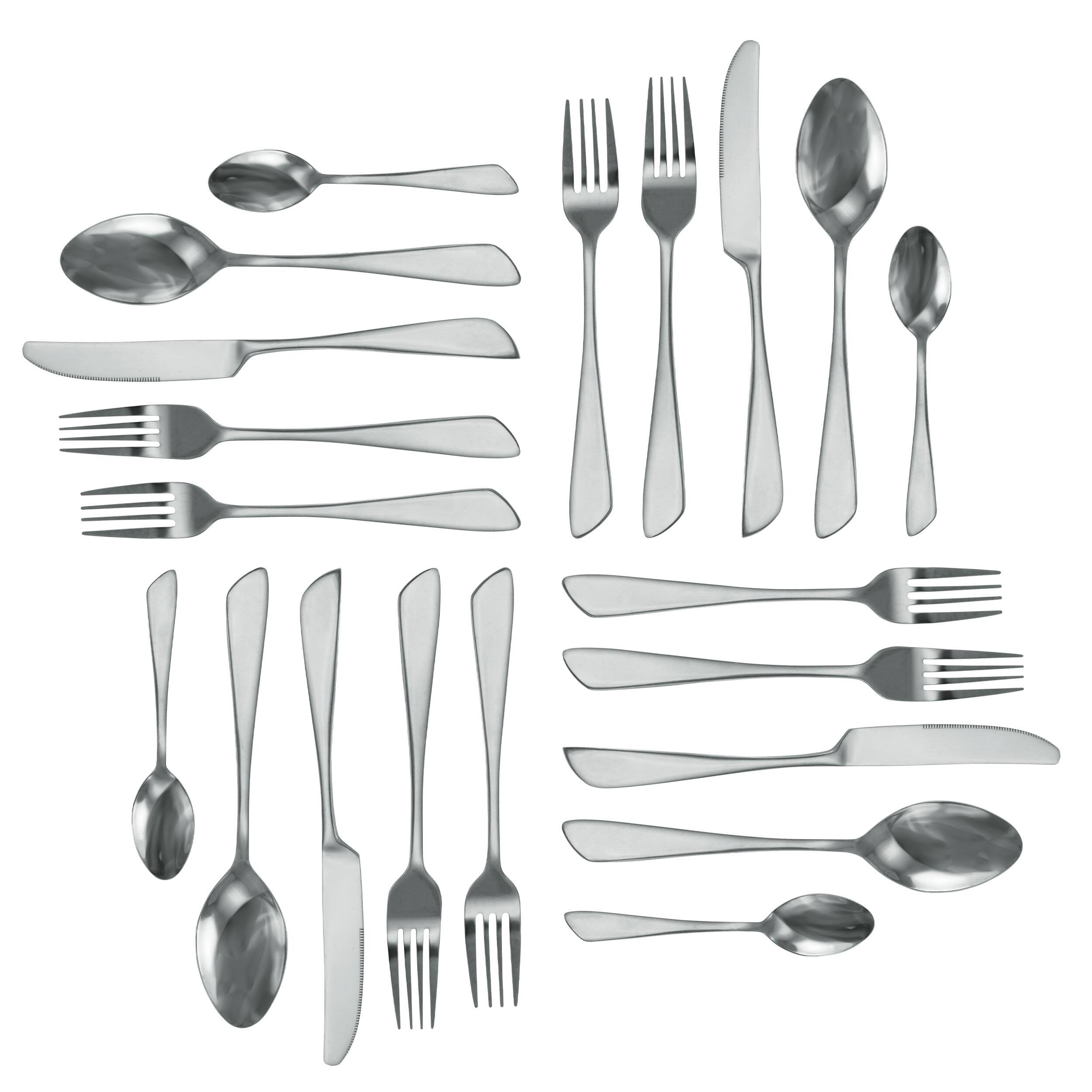 Alt View 3. MegaChef - MegaChef Gibbous 20 Piece Flatware Utensil Set, Stainless Steel Silverware Metal Service for 4 in Silver - Silver.