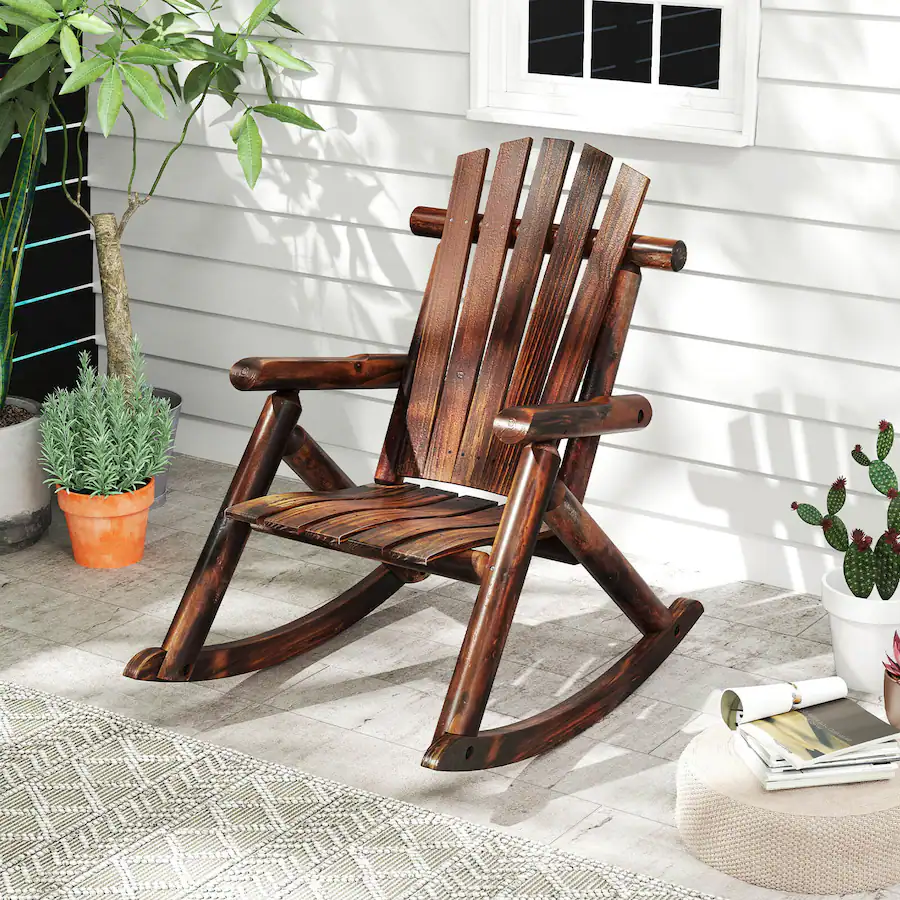 Costway 2 PCS Outdoor Adirondack Rocking Chair for Adults Solid Wood ...