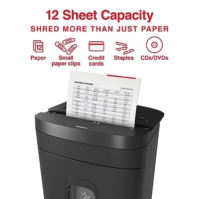 12 Sheet Capacity  
SHRED MORE THAN JUST PAPER  
- Paper  
- Small paper clips  
- Credit cards  
- Staples  
- CDs/DVDs  

REVENUE TRACKER  
CONFIDENTIAL