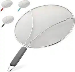 Zulay Kitchen - Large Splatter Screen for Frying Pan 13 Inch - Blocks Hot Oil Splashes - Gray
