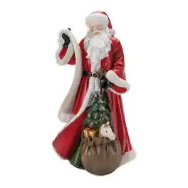 BreeBe - Santa with List Statue 16"H - Red, White, Green