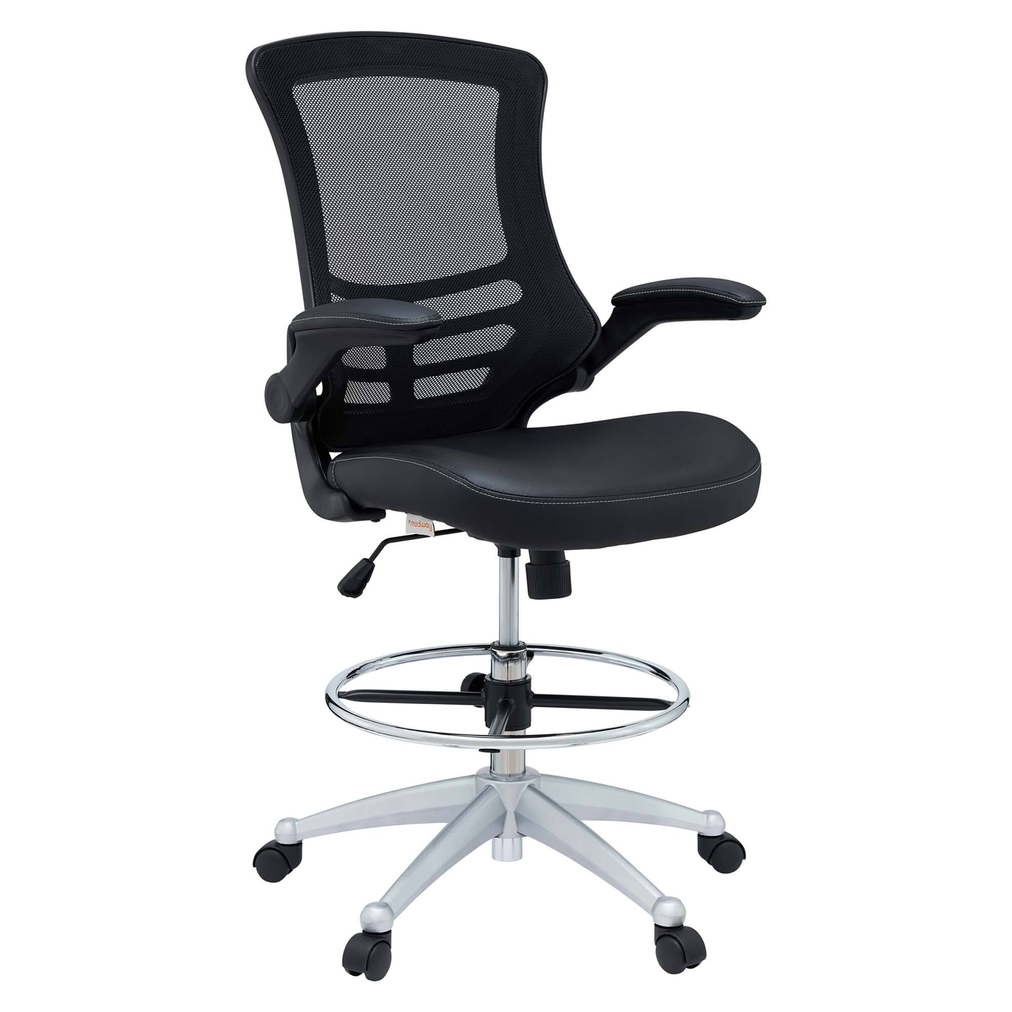 Front. Modway - Attainment Vinyl Drafting Chair by Modway - Black.