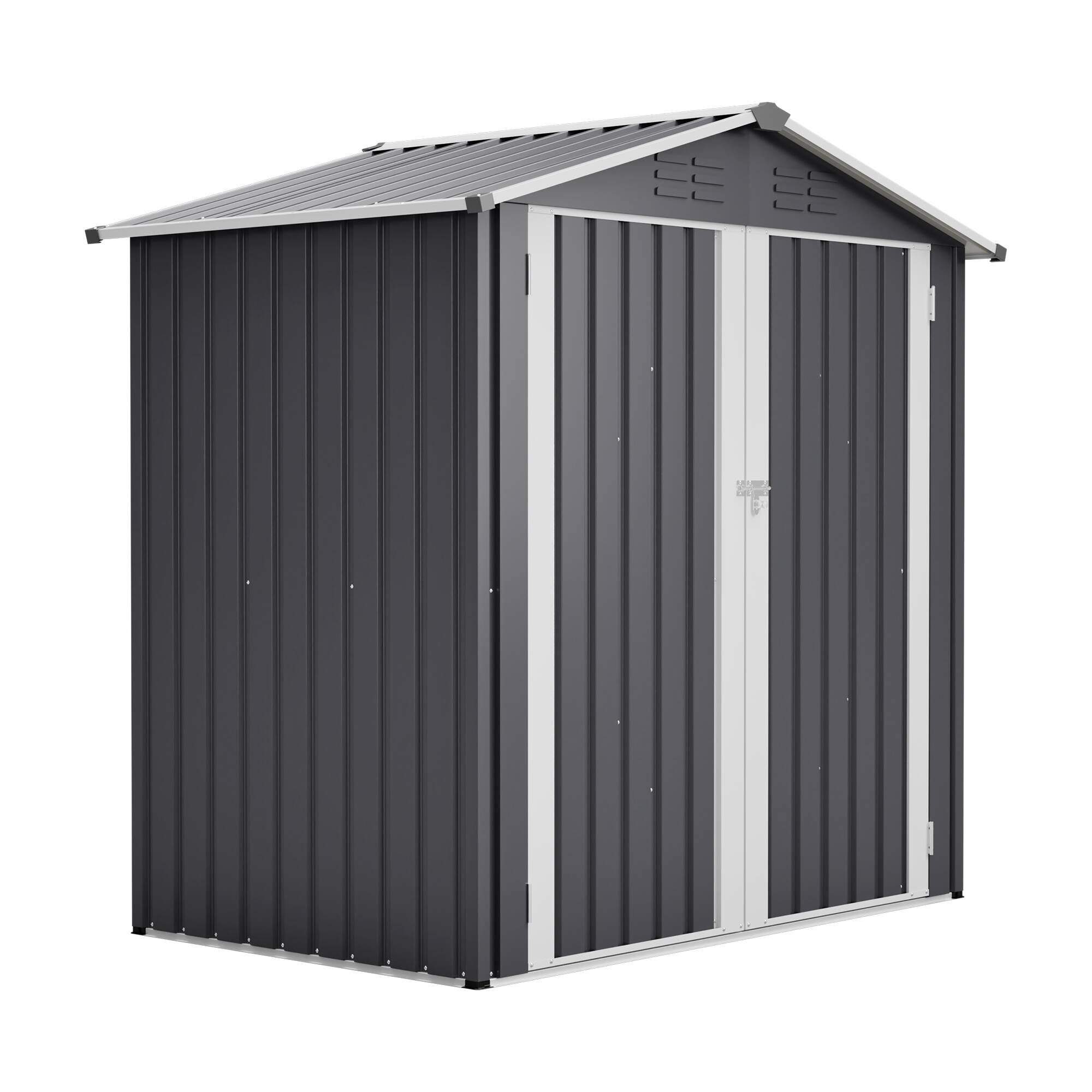Alt View 5. Mondawe - 6 x 4 FT Metal Outdoor Storage Shed with Lockable Door - Gray.