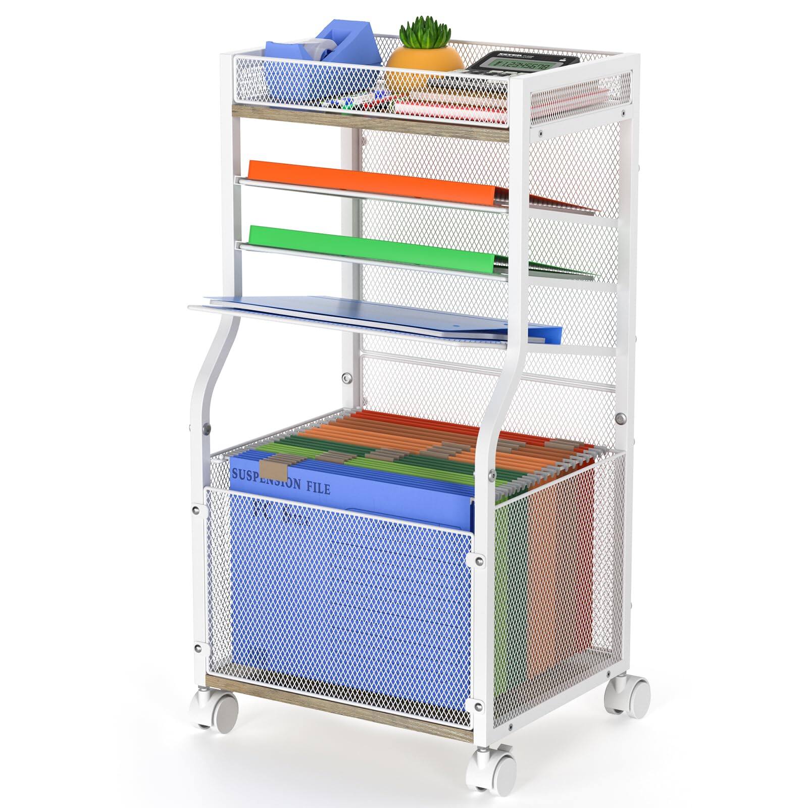 The Best Inks 5 tier Rolling File Cart With Hanging Folders Mobile Desk ...