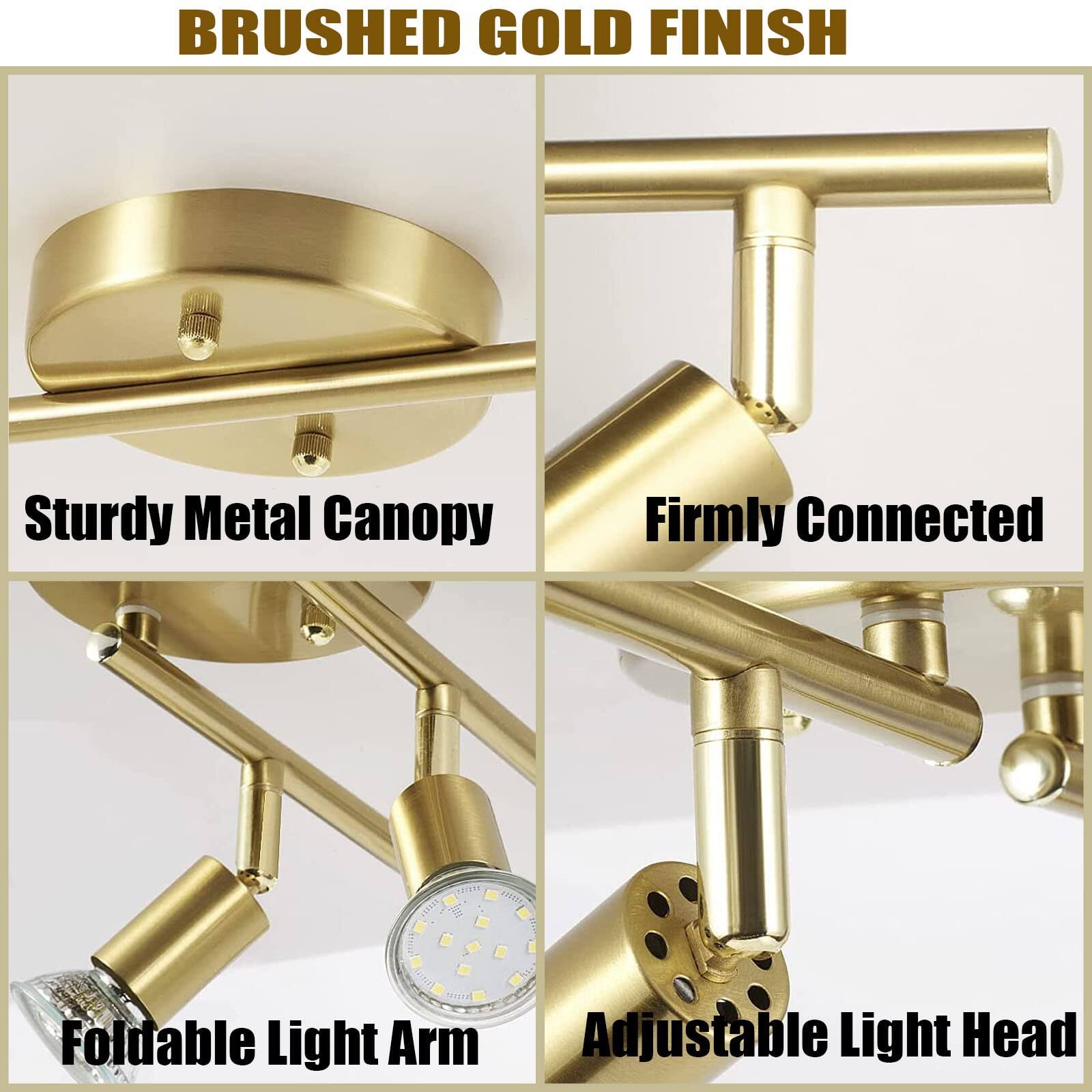 BRUSHED GOLD FINISH

- Sturdy Metal Canopy
- Firmly Connected
- Foldable Light Arm
- Adjustable Light Head