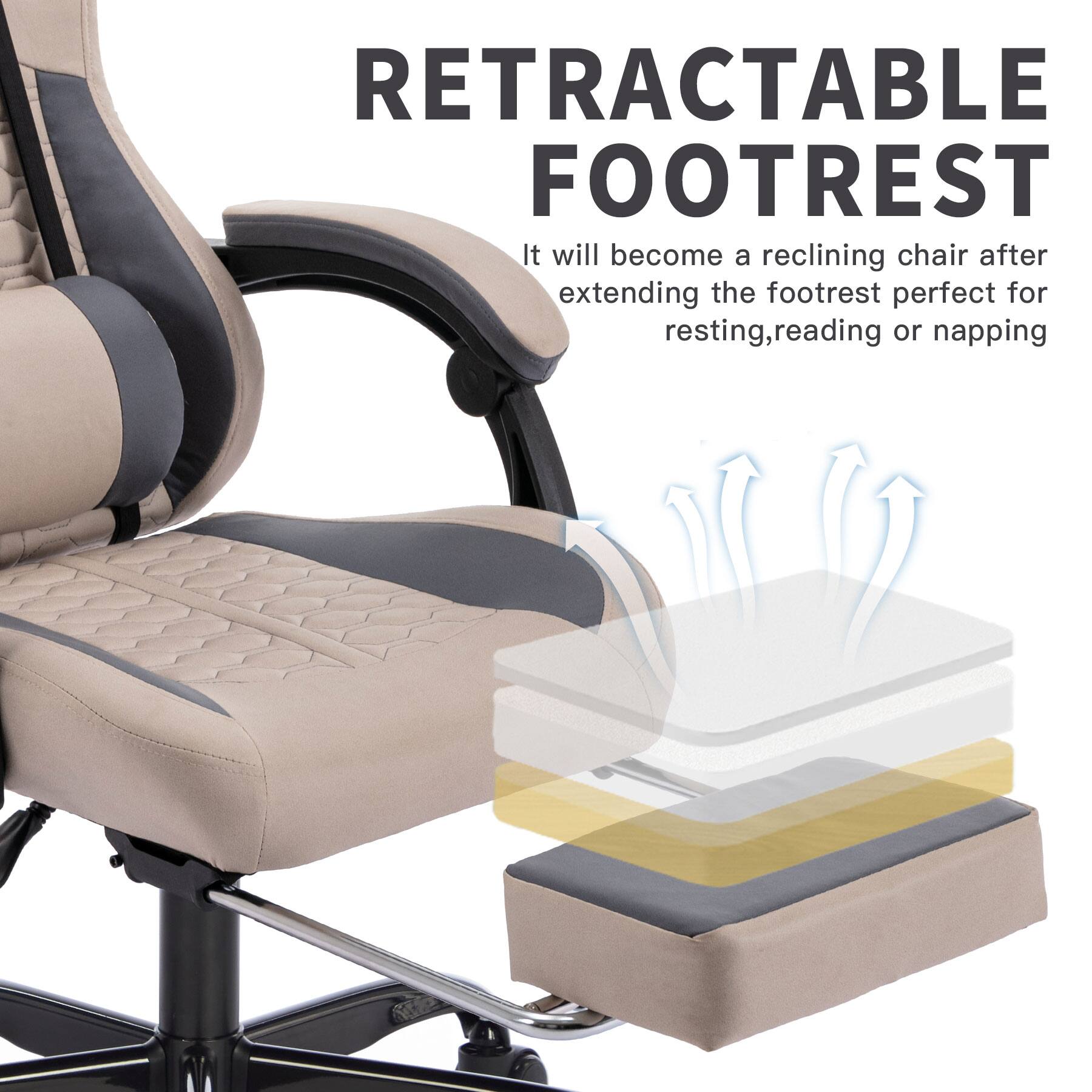RETRACTABLE FOOTREST

It will become a reclining chair after extending the footrest perfect for resting, reading or napping
