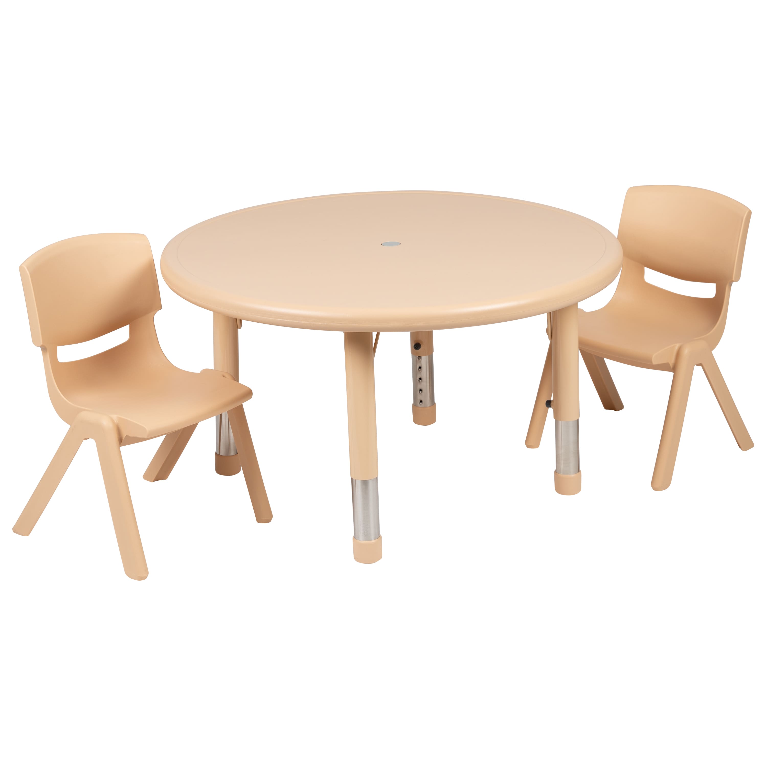 "Flash Furniture - Emmy 33"" Round Plastic Height Adjustable Activity Table Set with 2 Chairs - Natural" price history on PriceWatchPro