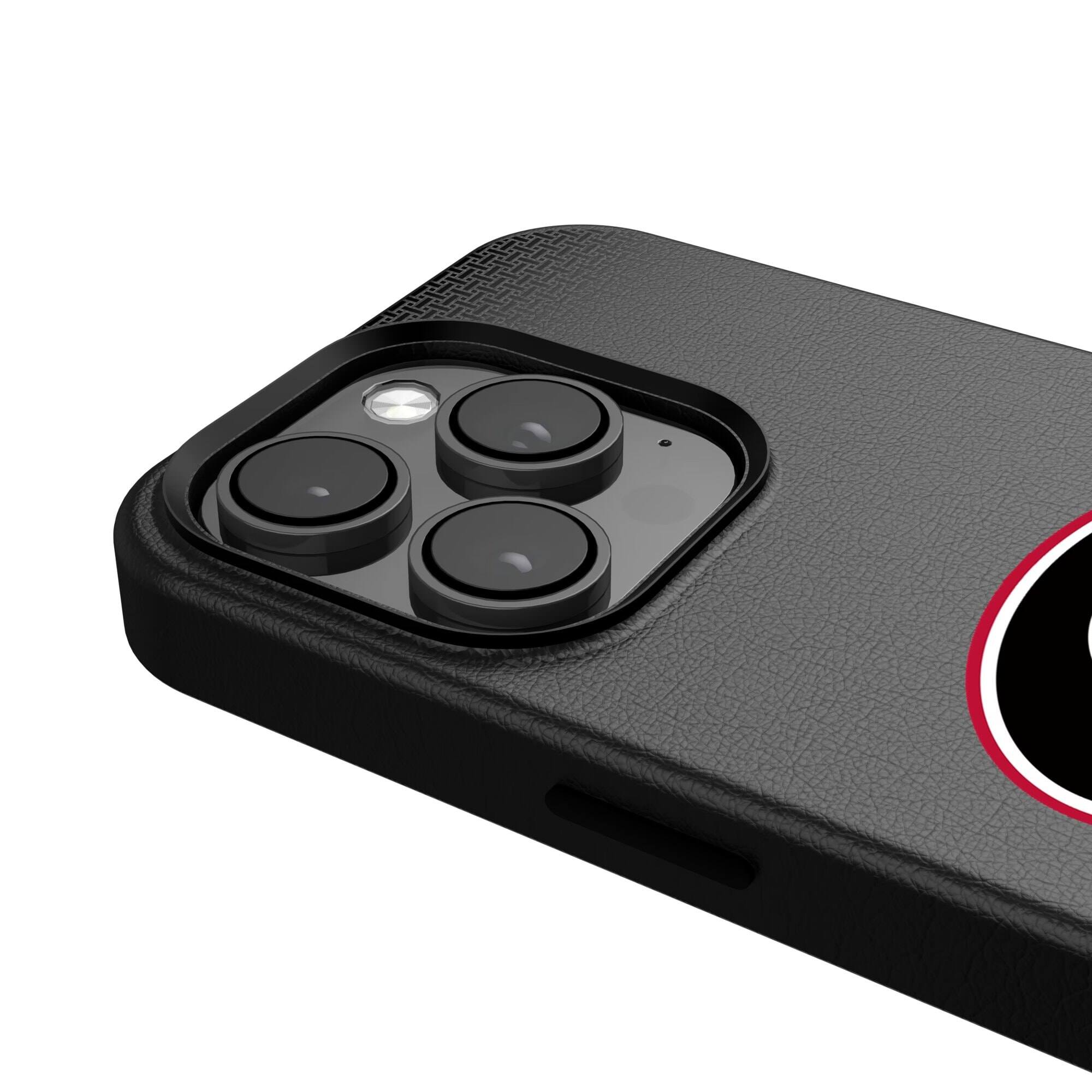 Alt View 3. Keyscaper - Georgia Bulldogs Linen Logo iPhone Magnetic Bump Case - 15 Pro - Black.