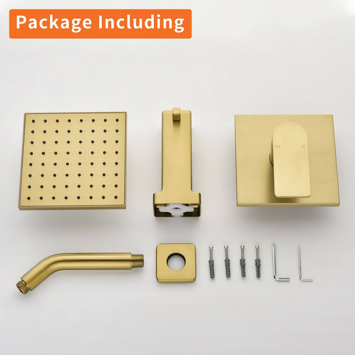 Package Including

- Showerhead
- Hand Shower
- Wall Mount
- Hose
- Mounting Plate
- Screws
- L-Shaped Brackets