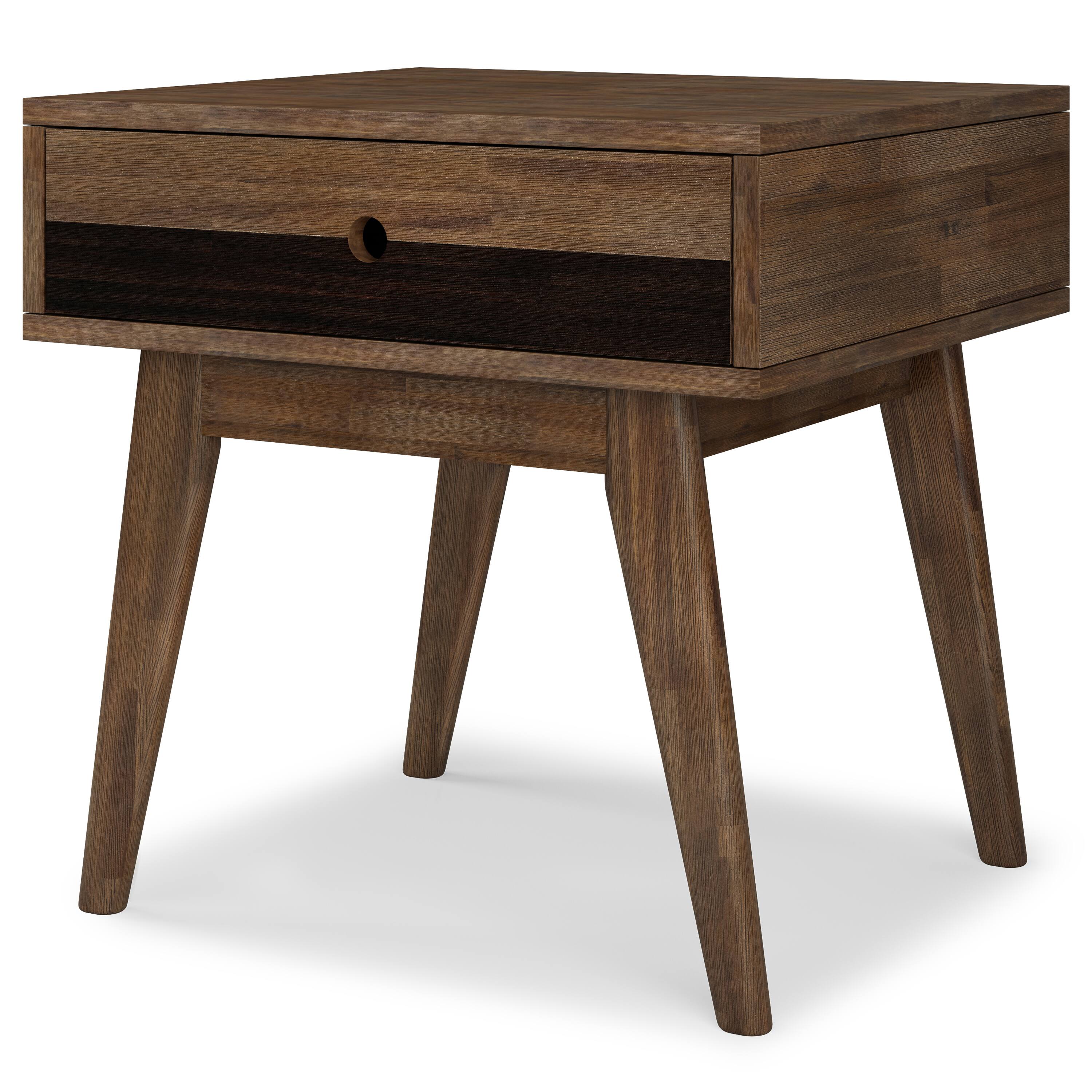 Angle. Simpli Home - Clarkson End Table - Rustic Natural Aged Brown.