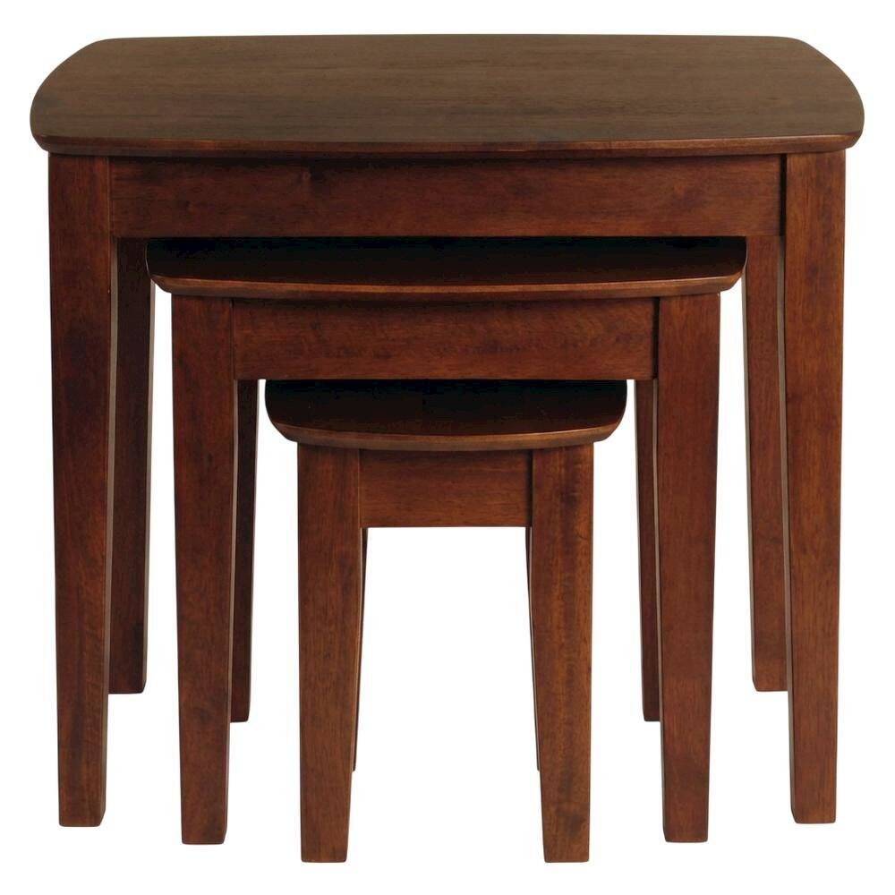 Left. FurniFact - Natural, Nesting Table Set of 3 - Walnut.