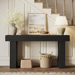 Tribesigns - Console Table with Engineered Wood Construction and Rectangular Top for Entryway, Hallway and Living Room - Black