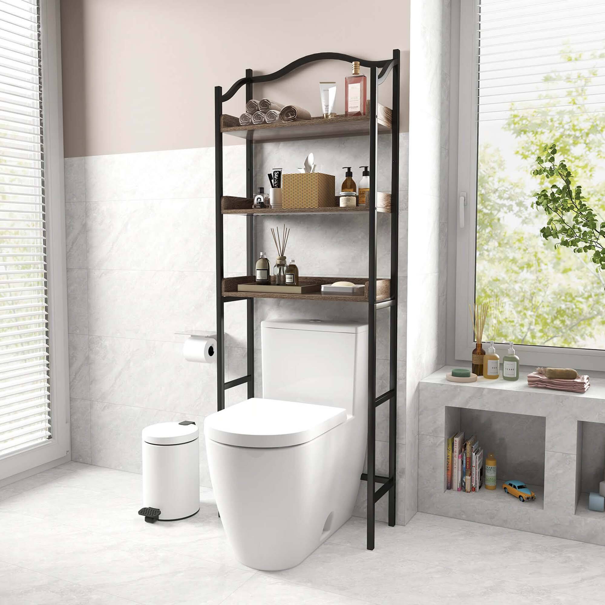 Alt View 1. Costway - Costway 3-Tier Over-The-Toilet Bathroom Spacesaver Storage Rack Standing Shelf Organizer Black - Black.