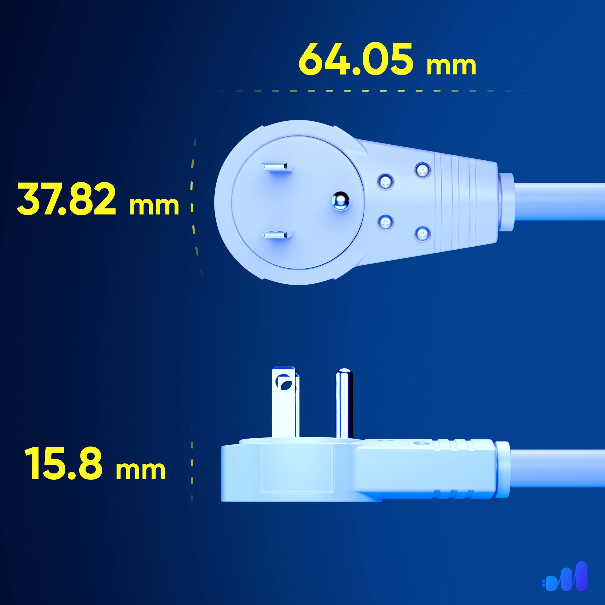 64.05 mm, 37.82 mm, 15.8 mm