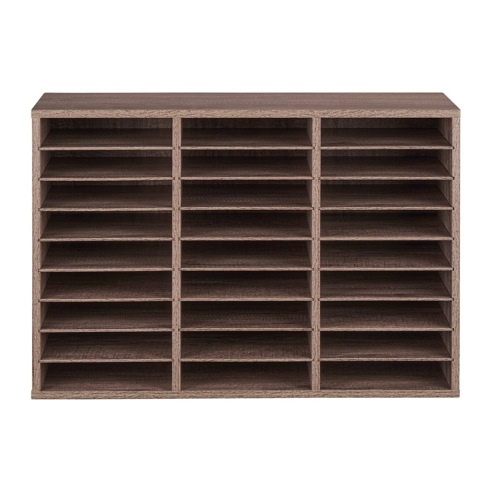 Alt View 9. Glintex - Literature Organizer 27 Compartments Wood Mailbox Sorter with Removable Shelves for Office Home Document Storage - Black-Grey.