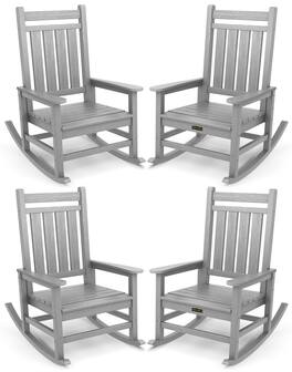 SERWALL - Outdoor Rocking Chair Set of 4 - Sliver Gray