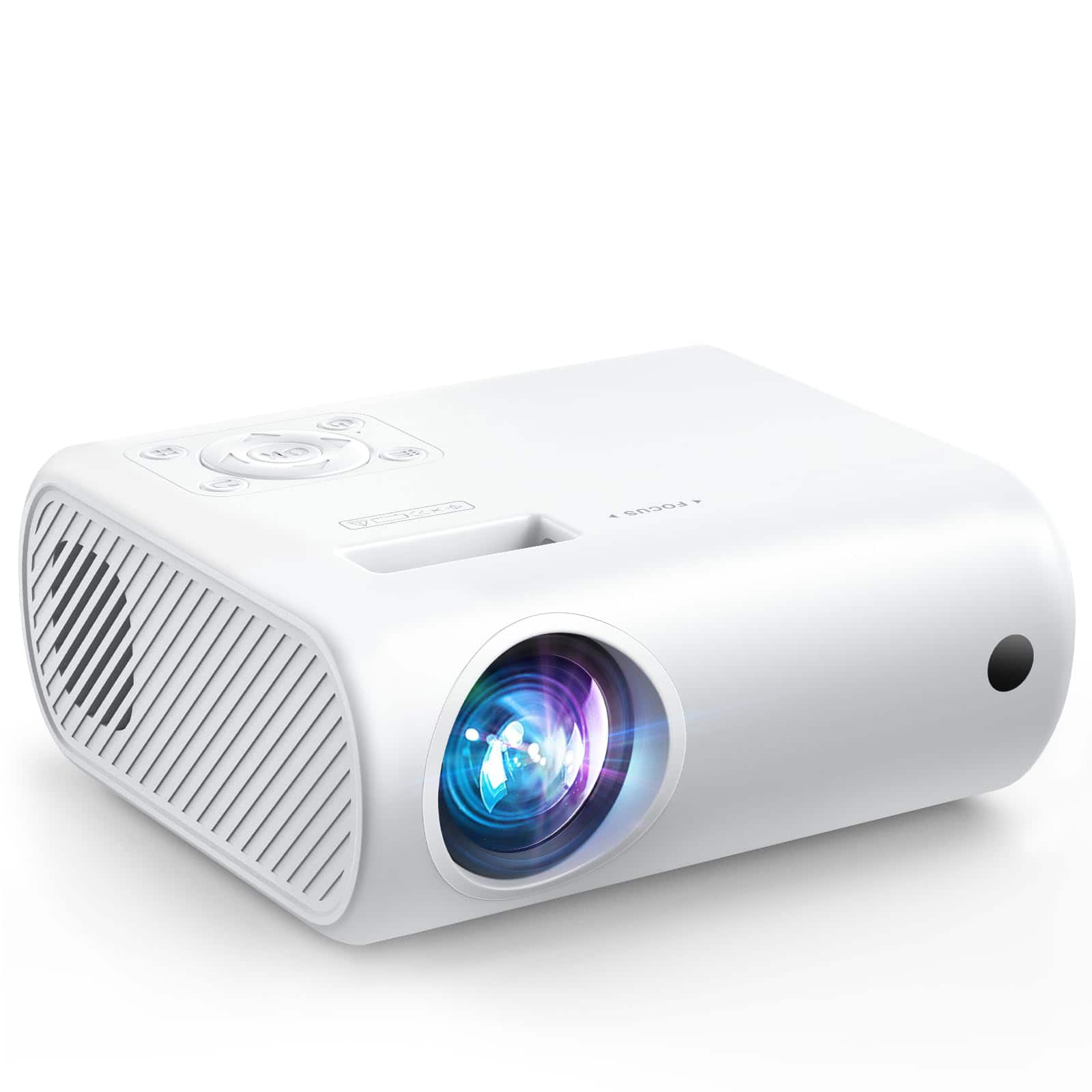 Front. Elephas - Mini Projector, 2024 Upgraded Portable Projector with Full HD 1080P, Compatible with iOS/Android Phone/Tablet/PC/TV - White.