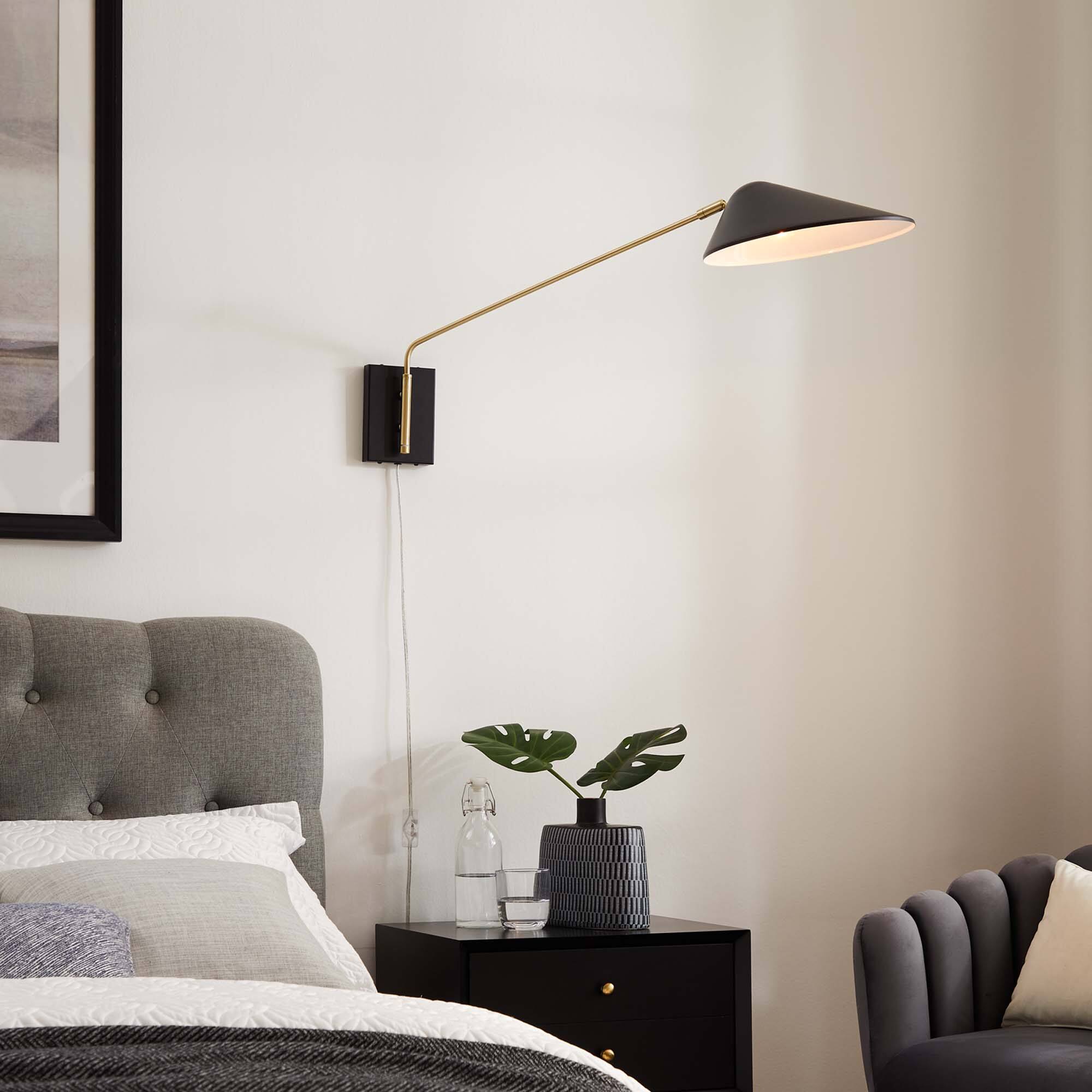 Front. Modway - Journey 24" Swing Arm Wall Sconce by Modway - Black.