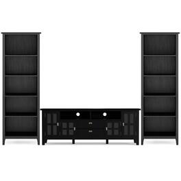 Simpli Home - Artisan 72 inch TV Stand with 26 inch 5 Shelf Bookcases (Set of 3) - Black