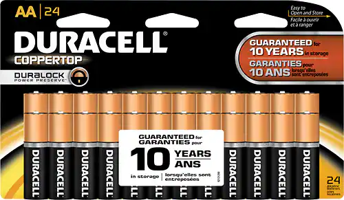Front. Duracell - Coppertop AA Batteries (24-Pack) - Black.