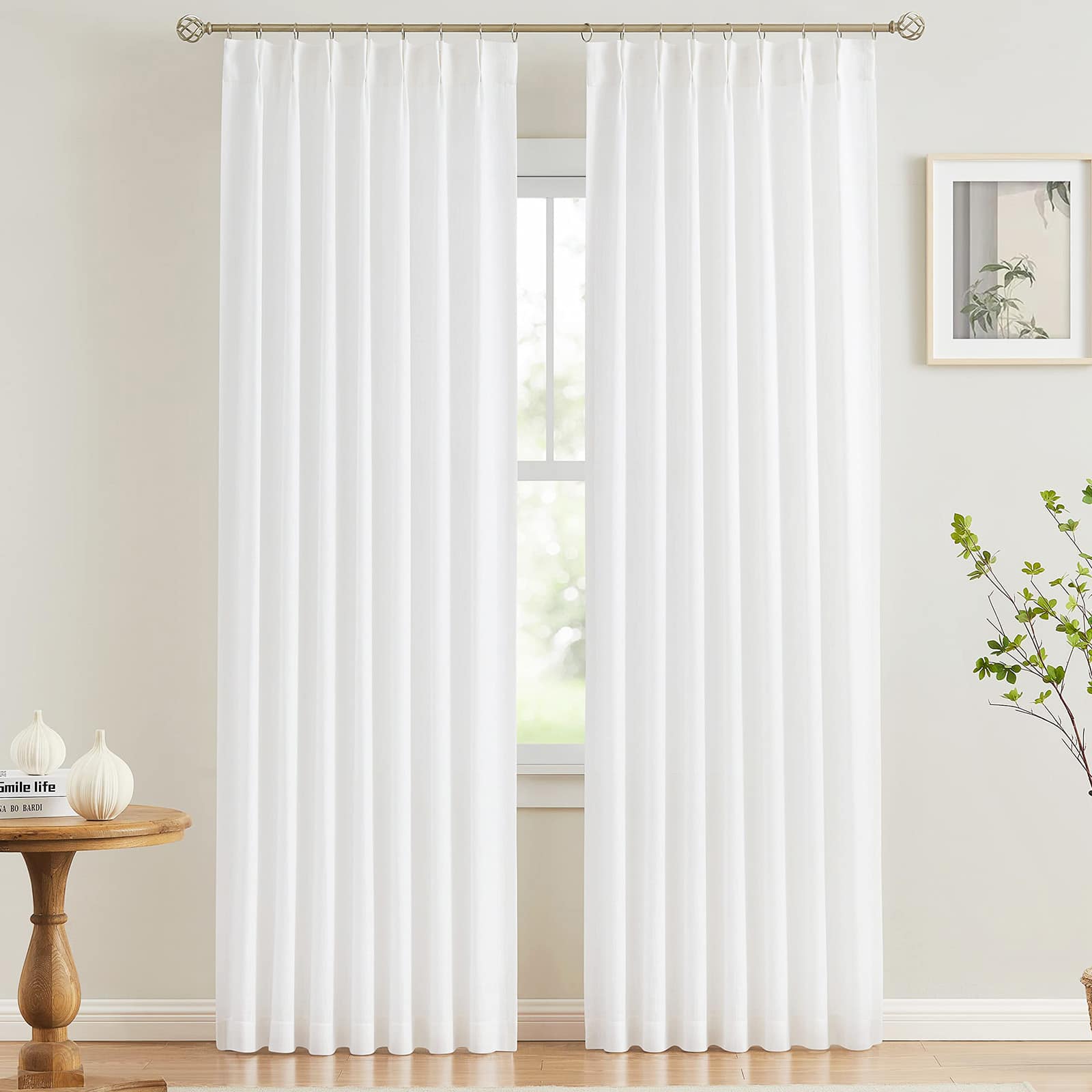 VEVOR - Sheer Curtains, 84 inches Long, 2 Panels Set Sheer Curtains, Each 42" W x 84" L, Dual Rod Pocket Installation - White