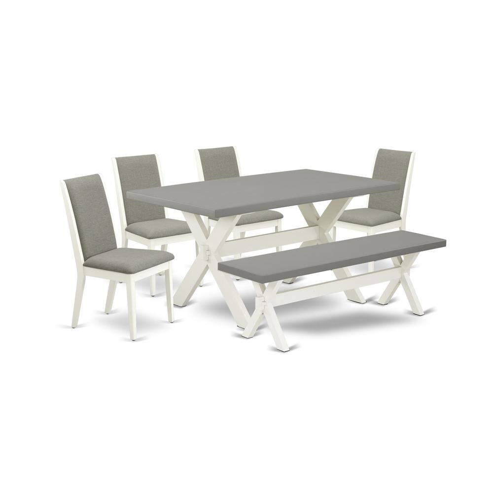 Left. East West Furniture - East West Furniture X096LA206-6 6-Piece Fashionable Modern Dining Table Set a Superb Cement Color Kitchen Table Top and - Multi-Color.