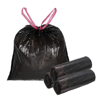 Front. Unique Bargains - 160pcs Trash Bags with Drawstring, 5.2 Gallon 20" Unscented Bathroom Bin Liners for Home Office Kitchen - Black.