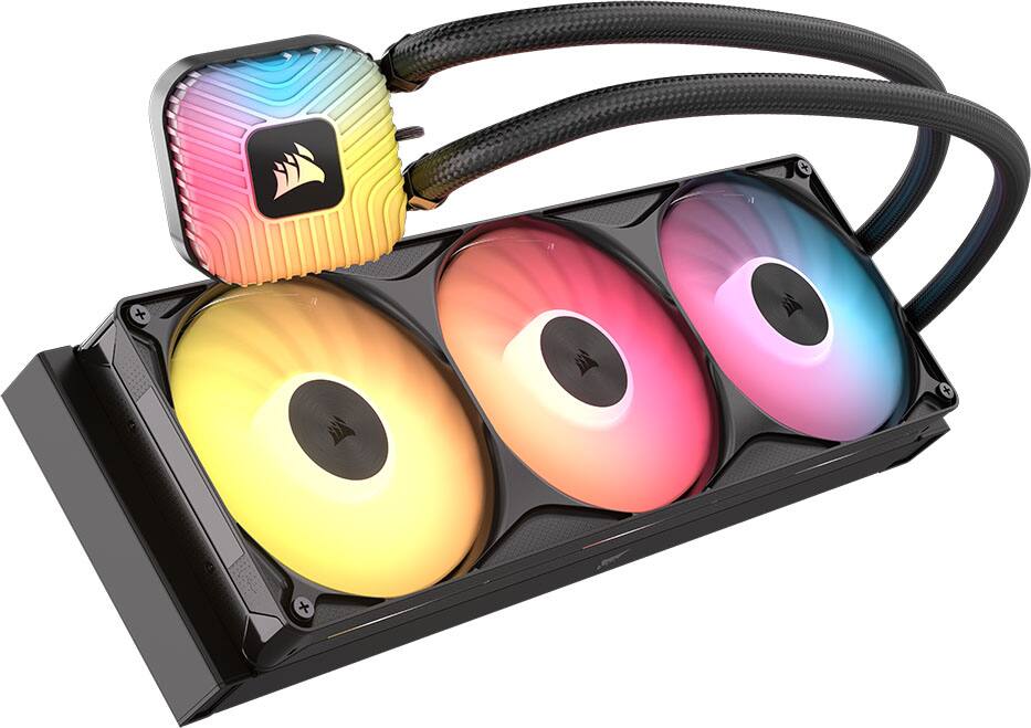 Left. CORSAIR - NAUTILUS II 360 RS ARGB Liquid CPU Cooler – Vibrant ARGB, FlowDrive 2S Pump, RS II ARGB Uni Frame Fans, 360mm Radiator - Black.