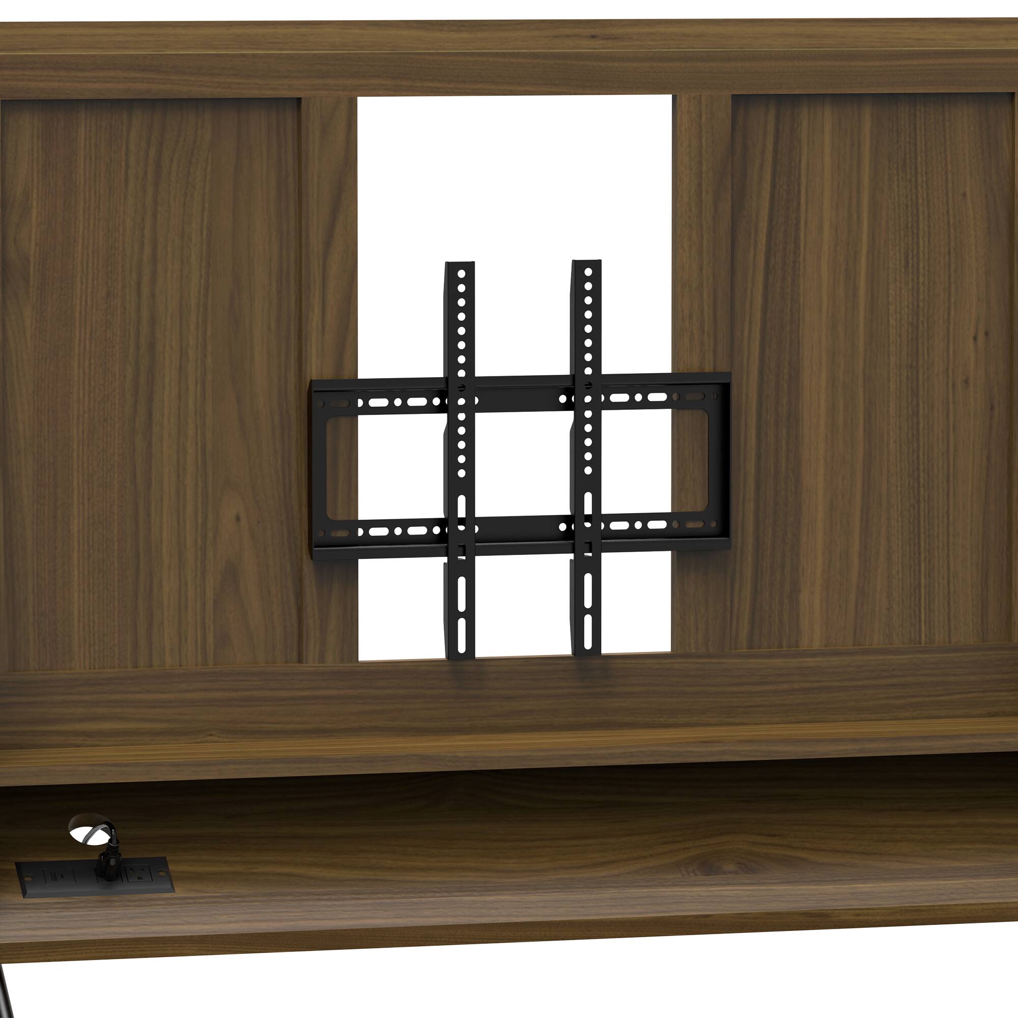 Alt View 7. Spaco - Spaco Mobile TV Stand with Mount for 32-50 inch TVs, Power Outlets, Projector Screen and Locking Wheels - Walnut.