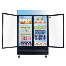 WHALL - 44.7 Cu.Ft Commercial Glass Door Freezer, Upright Merchandiser, Auto Defrost, LED Light, ETL Certified - Black