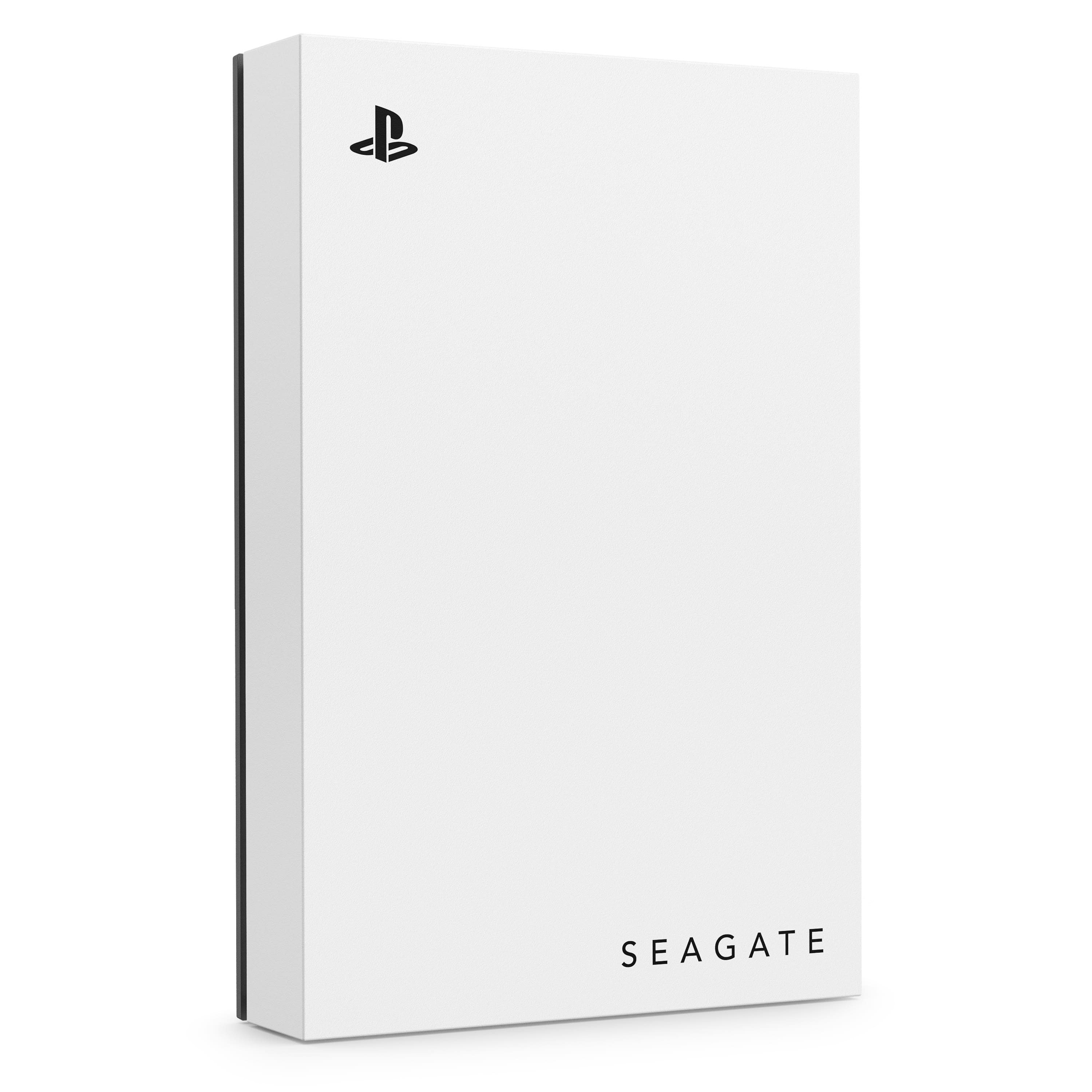 Angle. Seagate - Game Drive for PlayStation Consoles 5TB External USB 3.2 Gen 1 Portable Hard Drive with Blue LED Lighting - White.