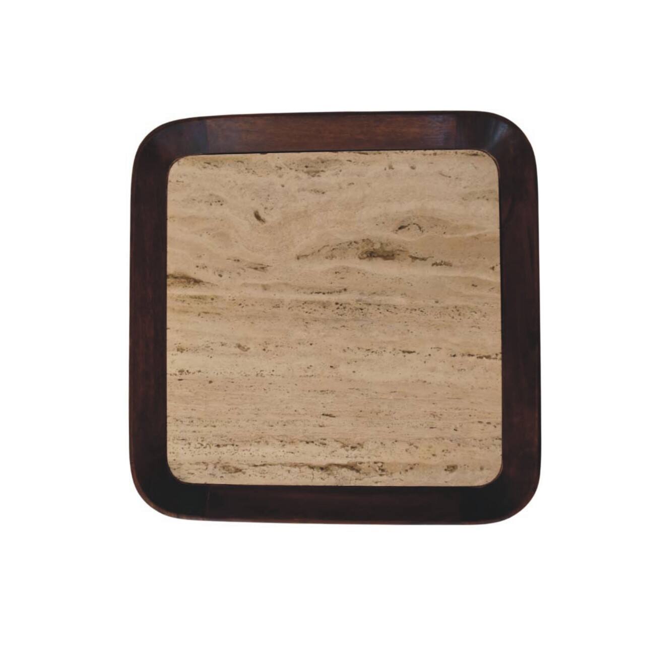 Alt View 5. Artisan Furniture - Artisan Furniture Solid Wood Travertine Top Tray Coffee Table - Brown.