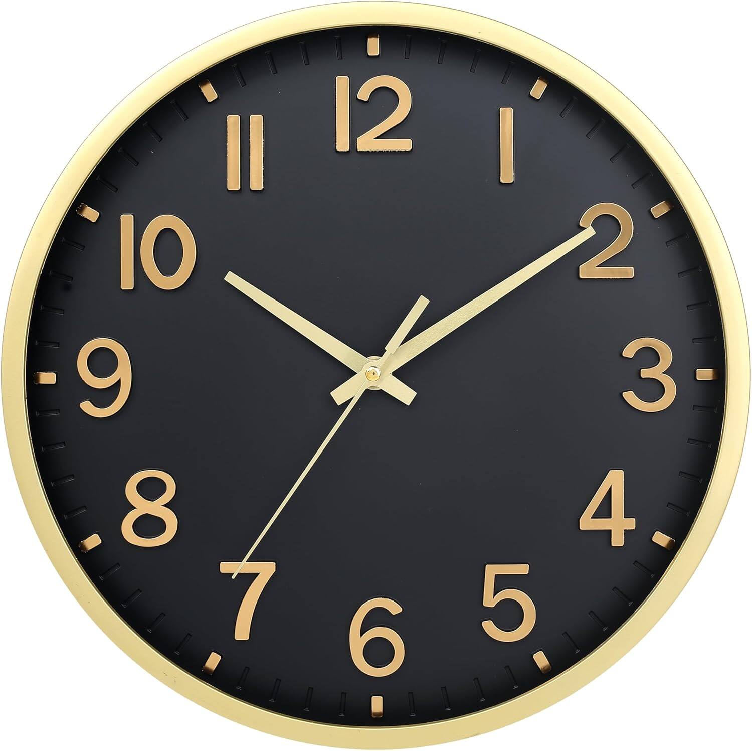 Left. Dazzed Corner - 8 inch Modern Wall Clock,Silent Non Ticking Wall Clock - Black.