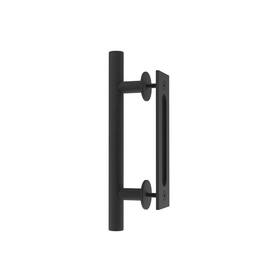 Boyel Living - 10 in. Black Ladder Pull and Flush Sliding Barn Door Handle Set - Matte Black