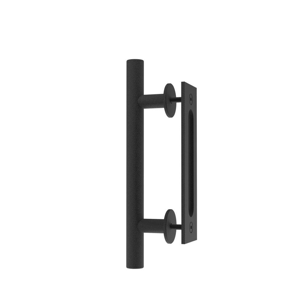 Alt View 1. Boyel Living - 12 in. Black Ladder Pull and Flush Sliding Barn Door Handle Set - Black.