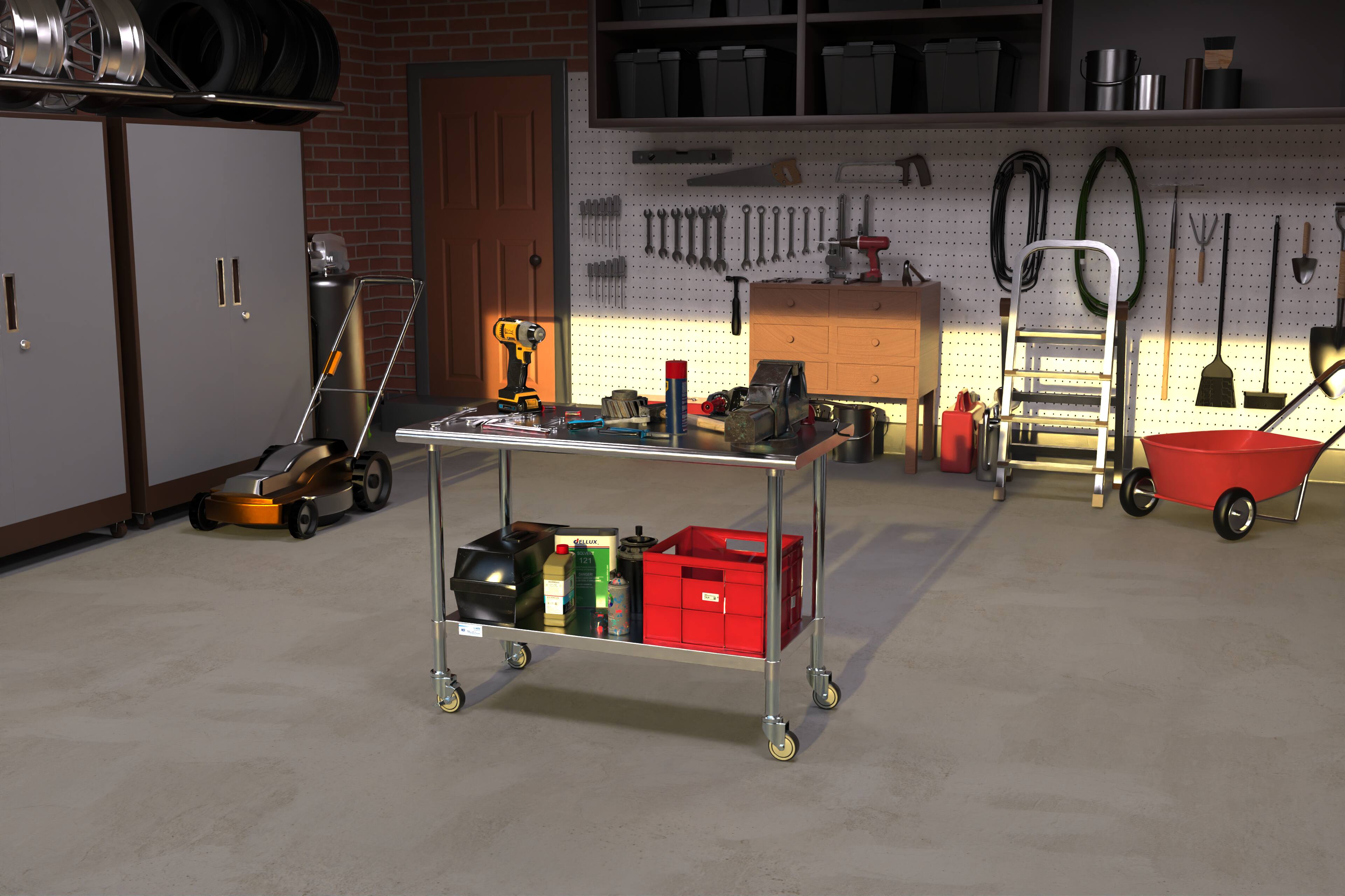 Alt View 6. Koolmore - 24" x 48" 18-Gauge 304 Stainless Steel Commercial Work Table with Casters, CT2448-18C. - Silver.