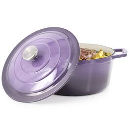 MegaChef - 5 Quarts Round Enameled Cast Iron Casserole with Lid in Gradient - Purple