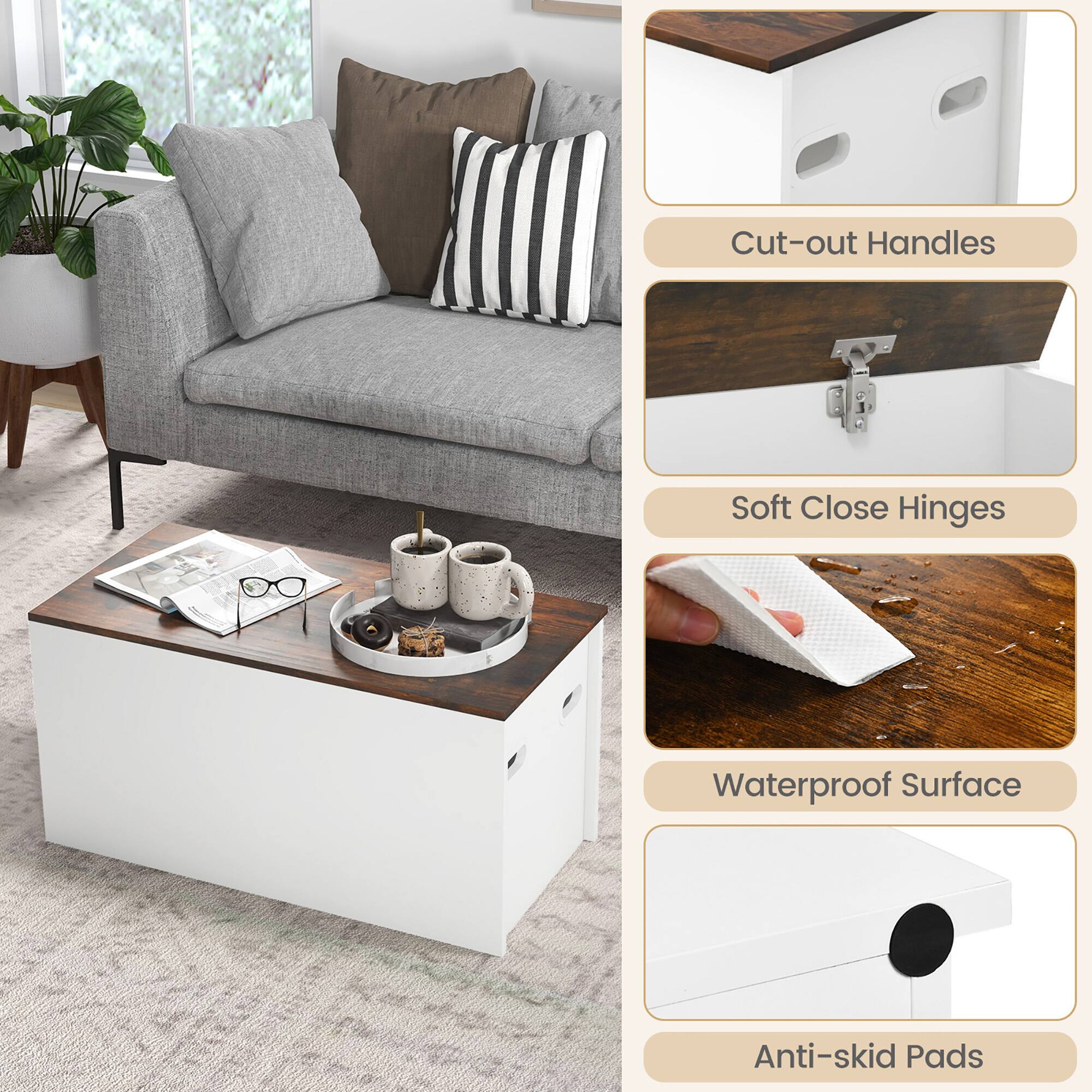 - Cut-out Handles
- Soft Close Hinges
- Waterproof Surface
- Anti-skid Pads