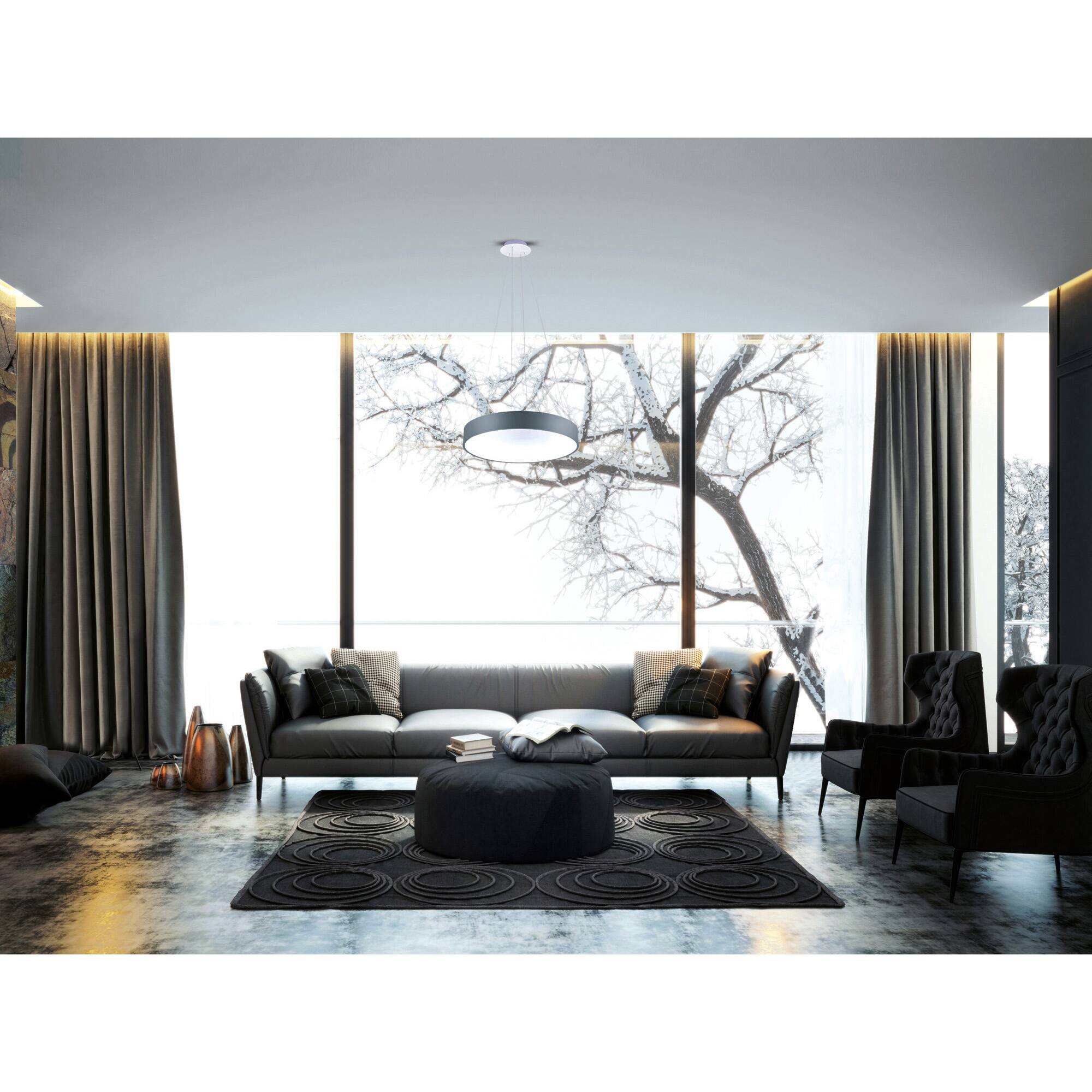 Alt View 2. CWI Lighting - Arenal LED Drum Shade Pendant With Gray & White Finish - Gray.