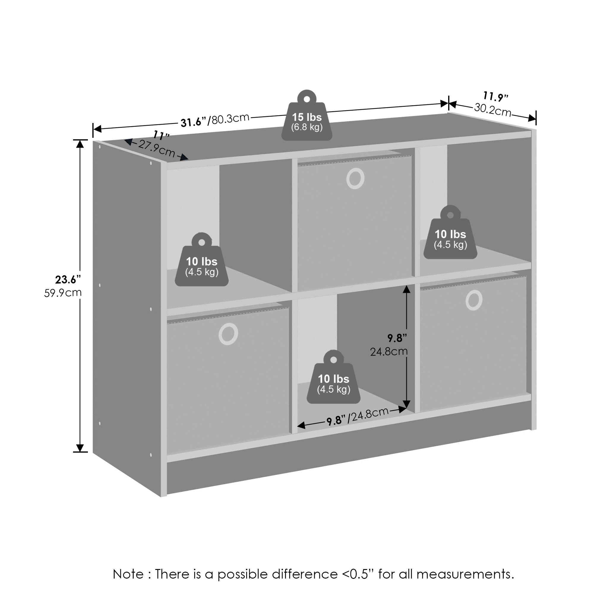 31.6" / 80.3 cm  
11" / 27.9 cm  
15 lbs (6.8 kg)  

11.9" / 30.2 cm  
23.6" / 59.9 cm  
10 lbs (4.5 kg)  

9.8" / 24.8 cm  
9.8" / 24.8 cm  
10 lbs (4.5 kg)  

Note: There is a possible difference <0.5" for all measurements.