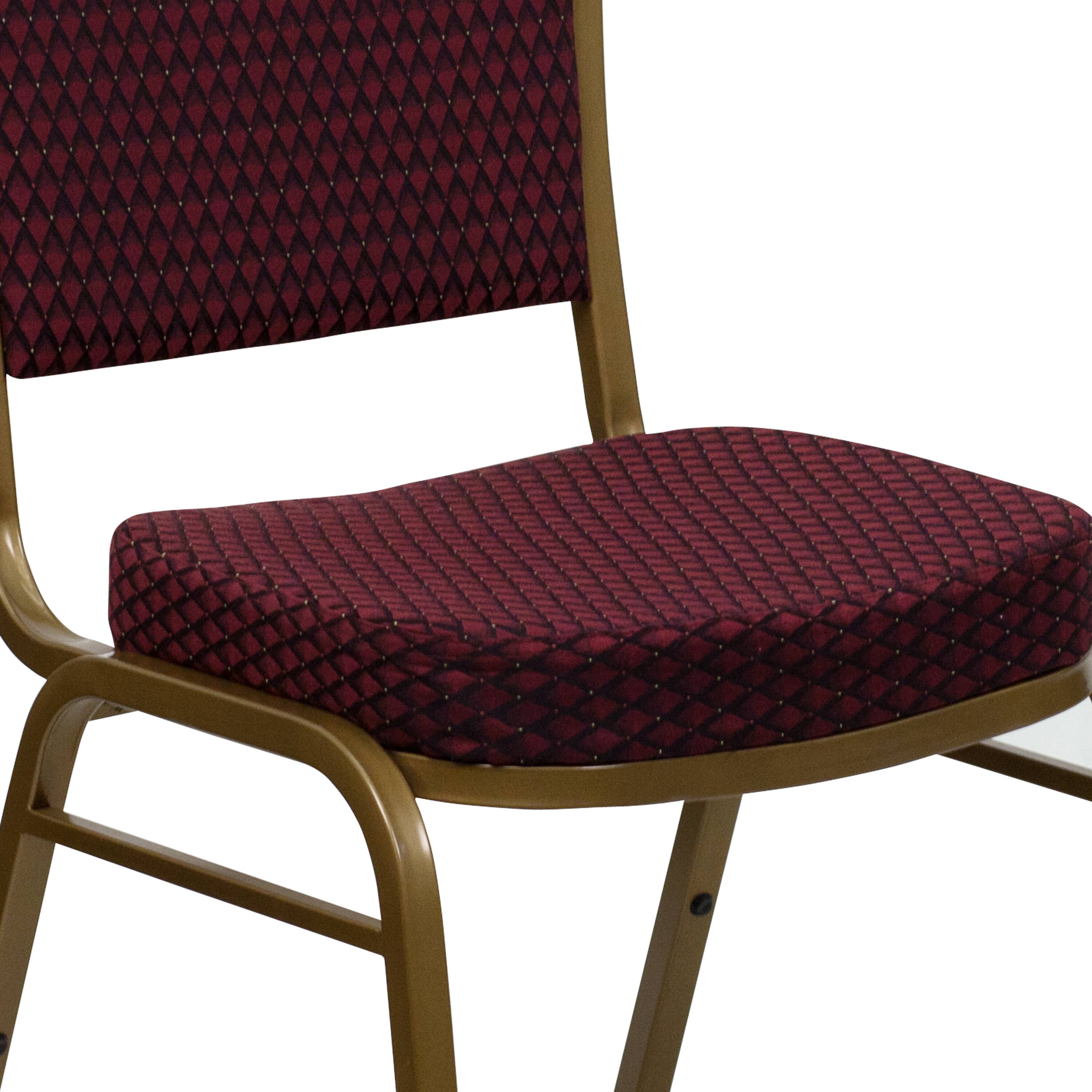 Alt View 10. Emma + Oliver - Dome Back Stacking Banquet Dining Chair - Burgundy Patterned Fabric/Gold Frame.