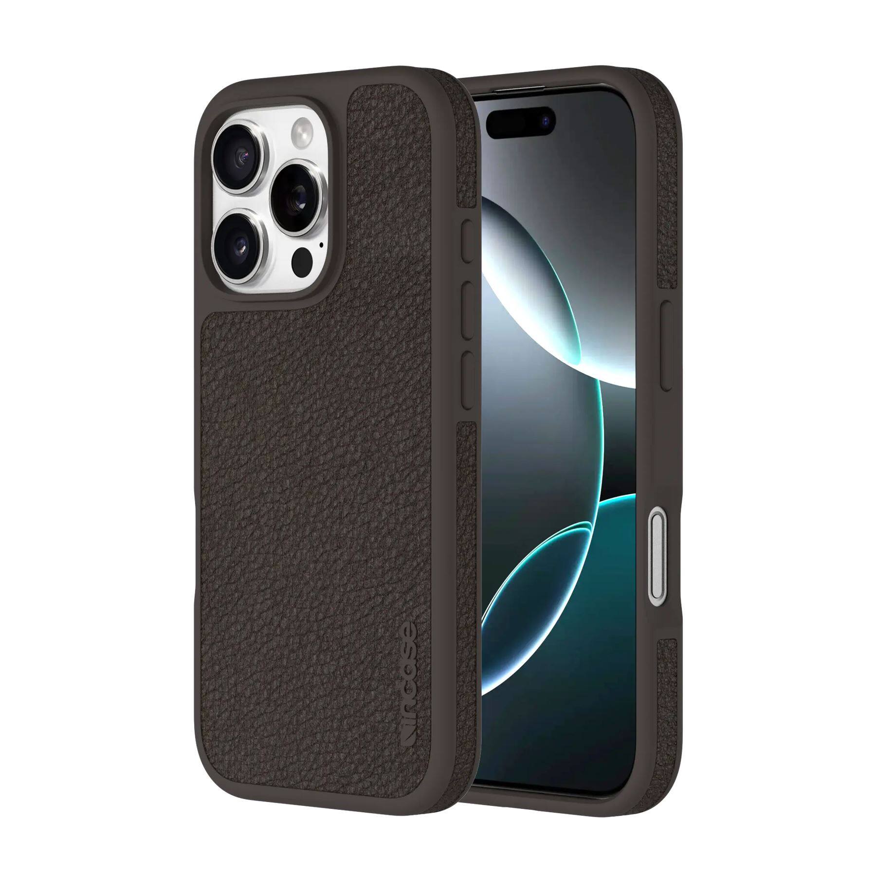 Front. Incase - Incase Pebbled Leather Apple iPhone 16 - Cocoa (Magsafe) - Cocoa.