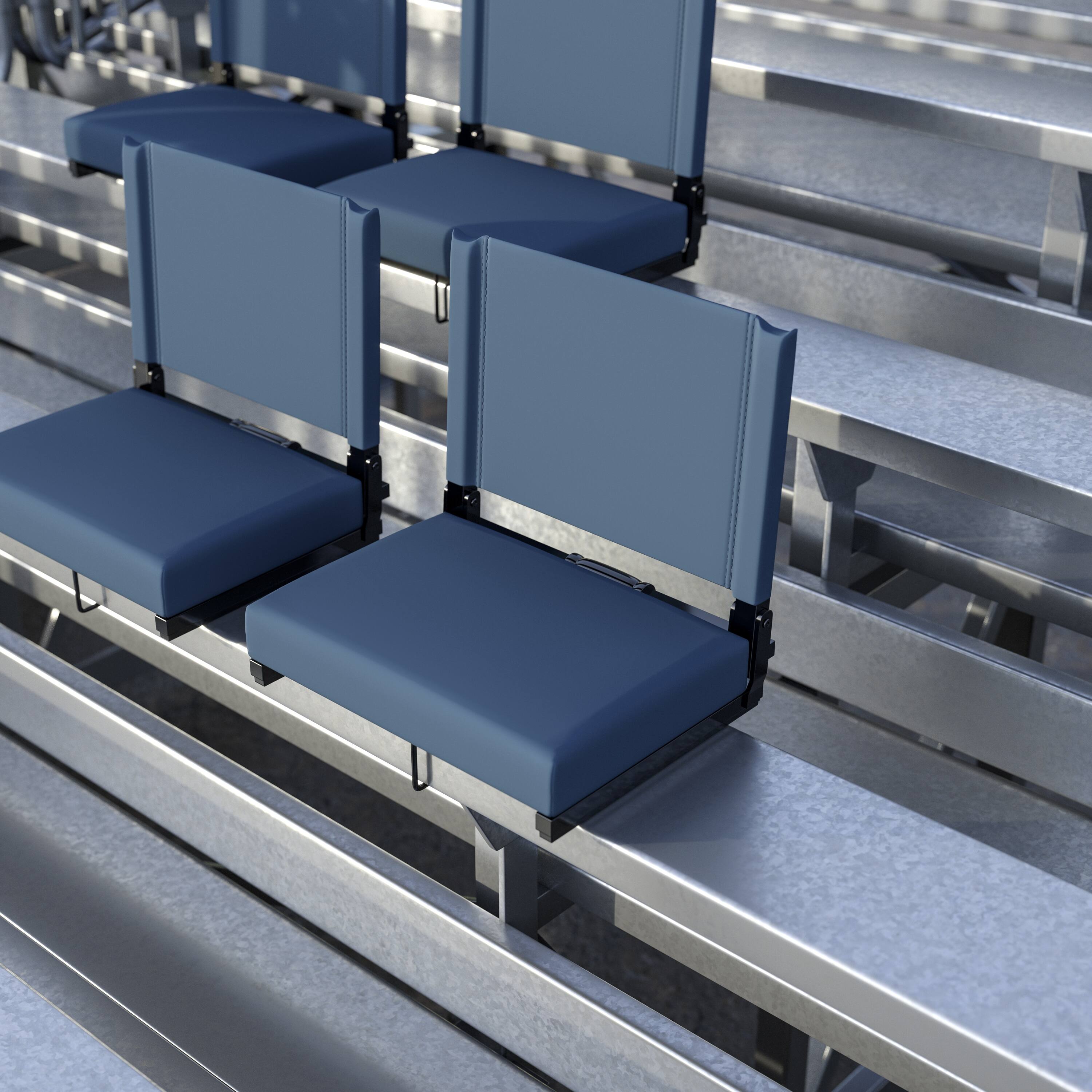 Alt View 2. Emma + Oliver - Set of 2 500 lb. Rated Lightweight Stadium Chair with Ultra-Padded Seat - Navy Blue.