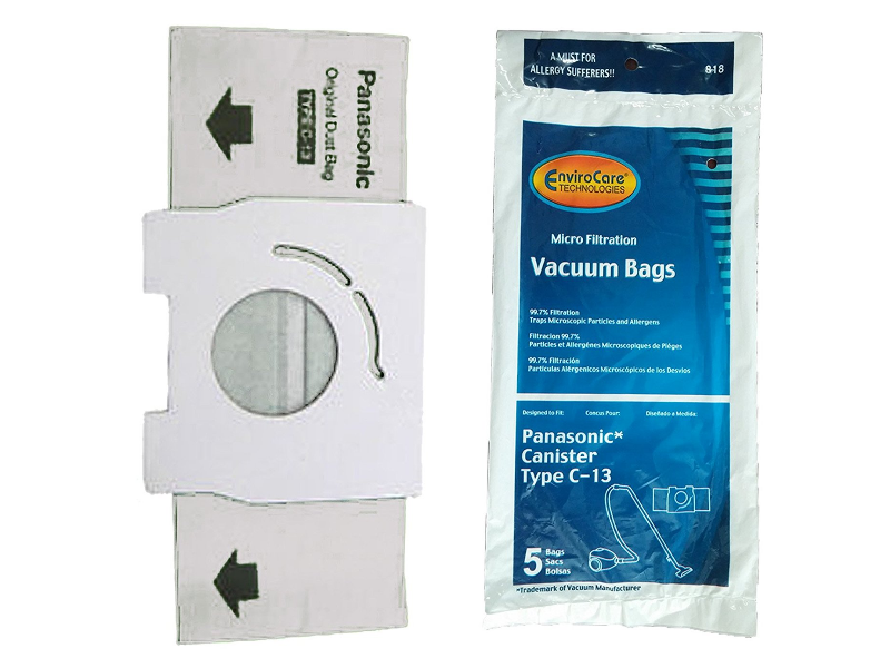 Designed for TYPE C-13 Dust Bag Panasonic A.MUSI FOR ALLERGY SUFFERERS!! EnviroCore Care TECHNOLOGIES Micro Filtration Vacuum Bags 99.7% Filtration Traps Microscopic Particles and Allergens 99.7% Filtration Particulas Alergenicos Microscopicas de los Desvios Designed to Fit Panasonic* Canister Type C-13 Bags 5 Sacs Bolsas *Trademark of Vacuum Manufacturer