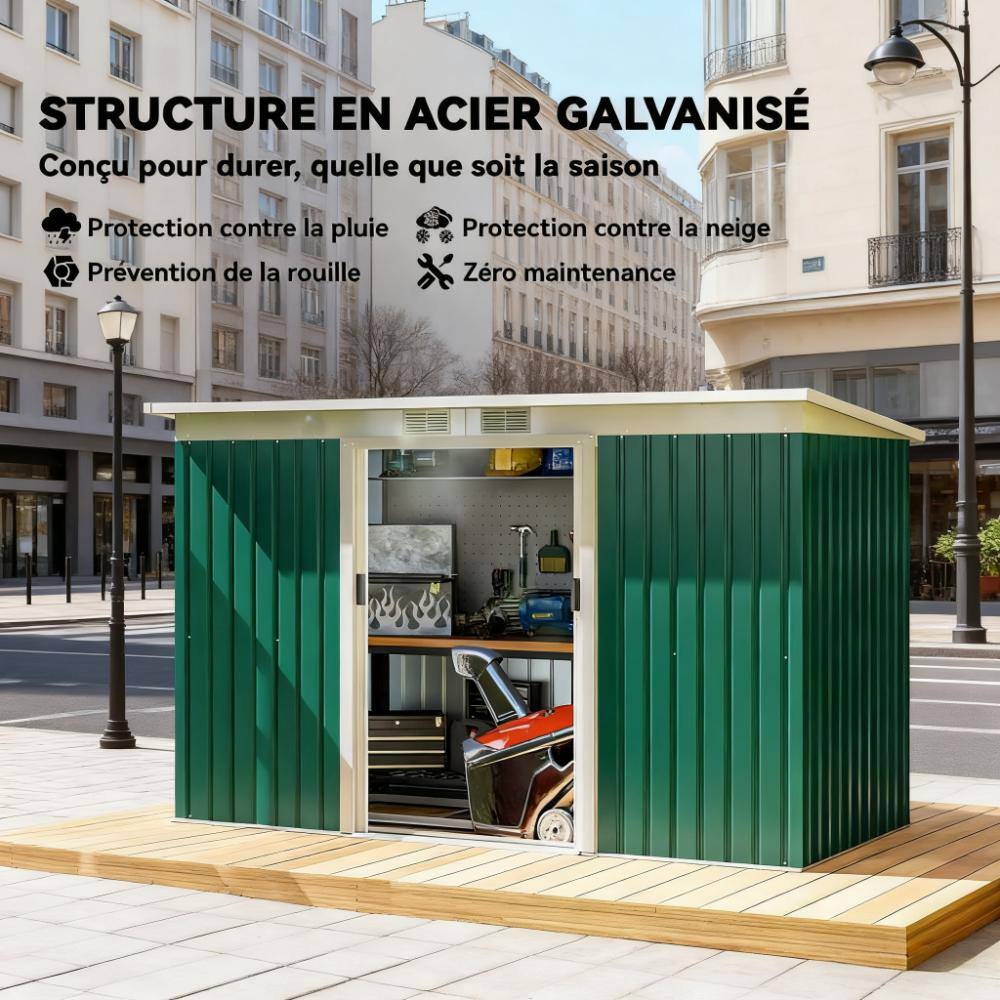 Back. TinyHomie - Garden Storage Shed Metal Outdoor Storage Shed Tool House with Double Lockable Doors.