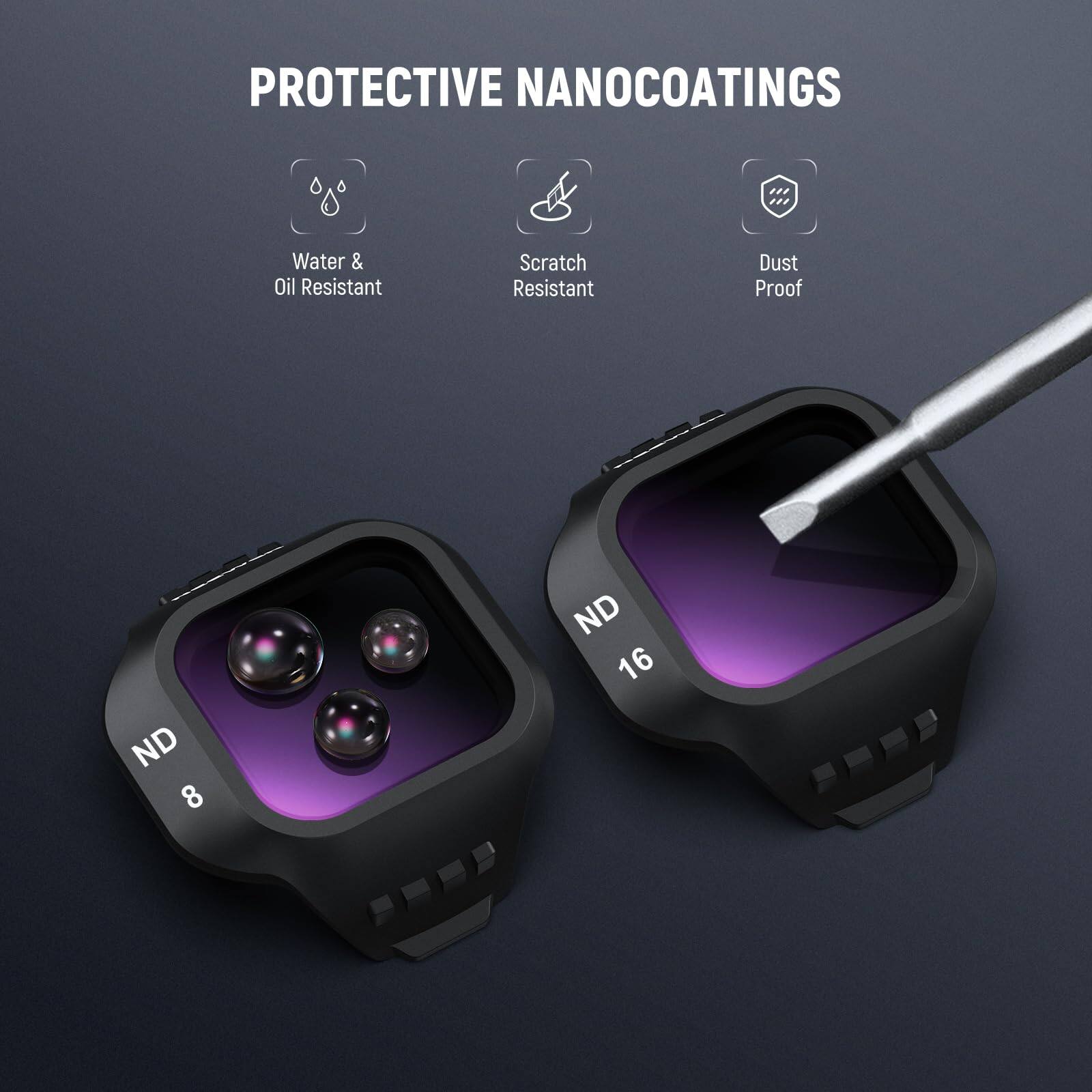 PROTECTIVE NANOCOATINGS

- Water & Oil Resistant
- Scratch Resistant
- Dust Proof

ND 8
ND 16