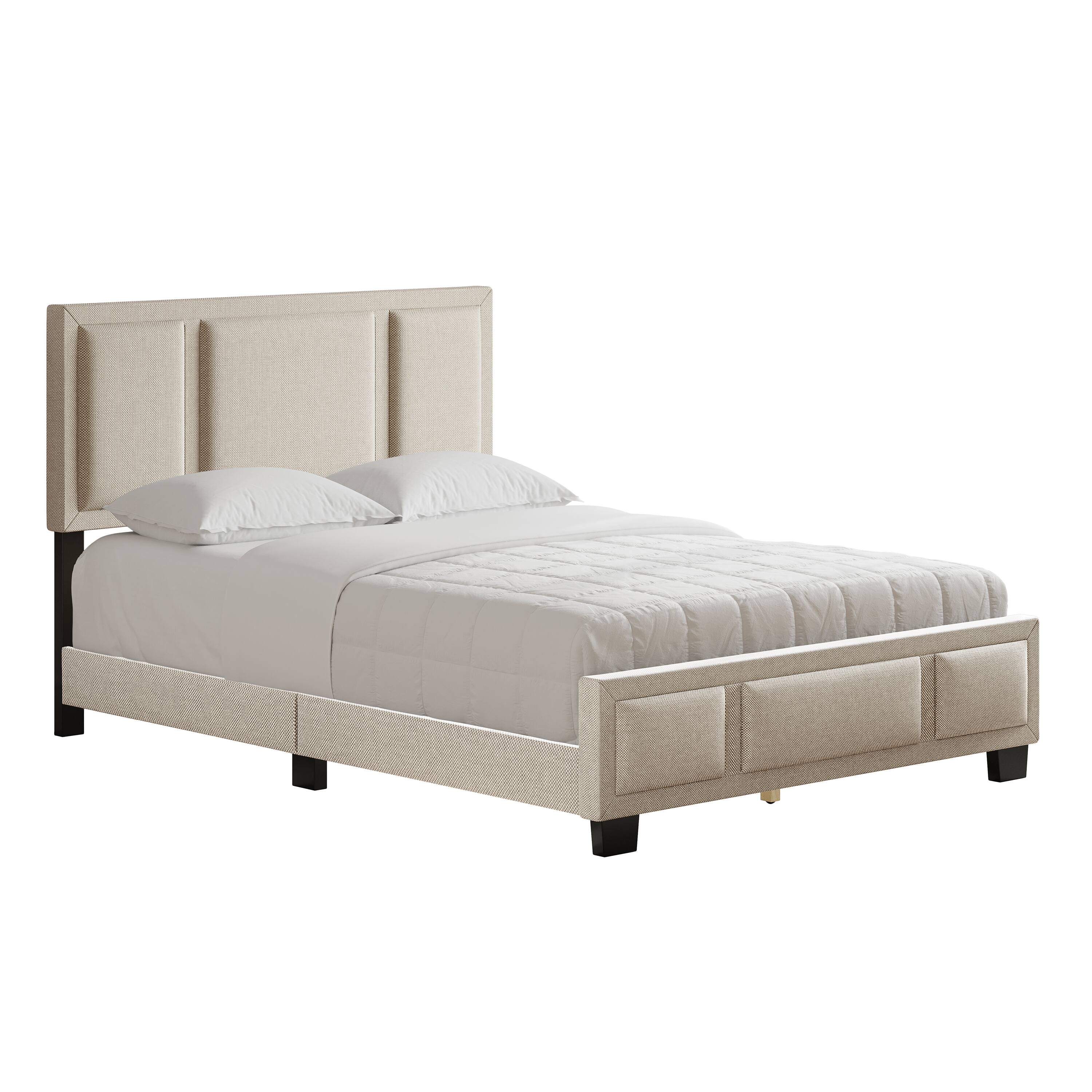 Alt View 2. Boyd Sleep - Triptych Upholstered Platform Bed Frame, 13 Slat Wood Support System, No box Spring Required, Full - White.