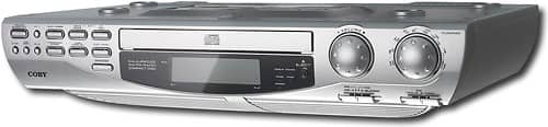 Angle Standard. Coby - 1-Disc Under-the-Cabinet CD Player with AM/FM Tuner - Silver.